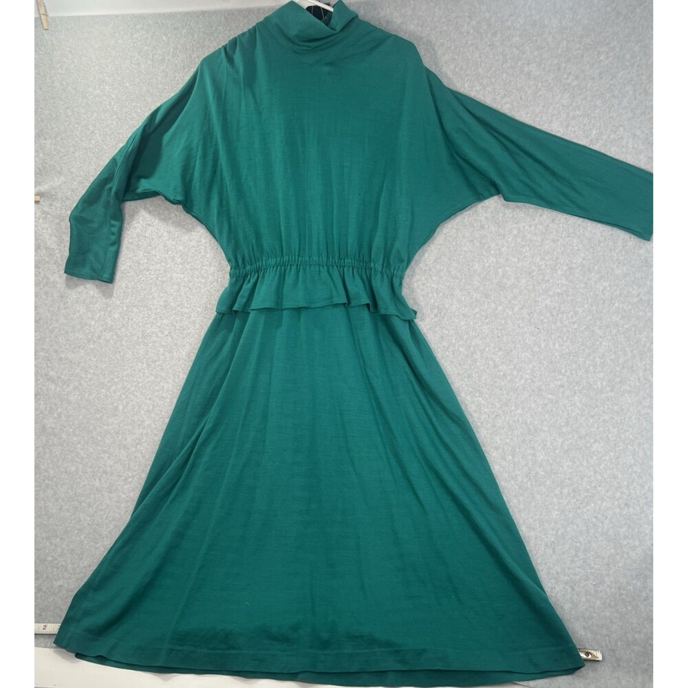 Design Group 80s Sweater Dress Green knit acrylic Wool vintage 9/10